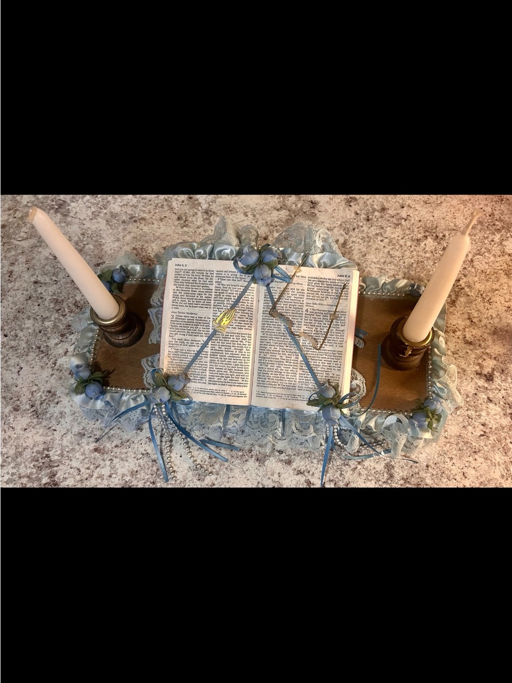 Religious Centerpiece with Candlesticks